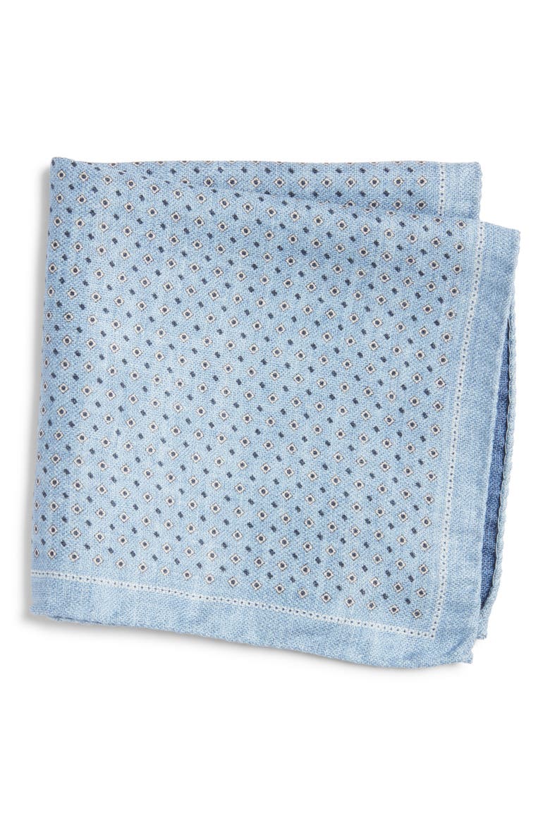 Muriel Reversible Silk Pocket Square, Main, color, BLUE