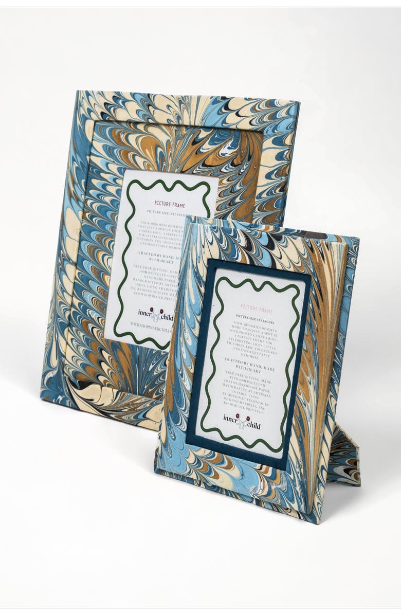 Inner Child Hand-Marbled Large Wall Picture Frame - 5x7, Alternate, color, Nila Feathers