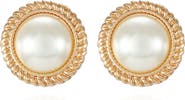 T Tahari Braided Faux Pearl Clip-On Button Earrings