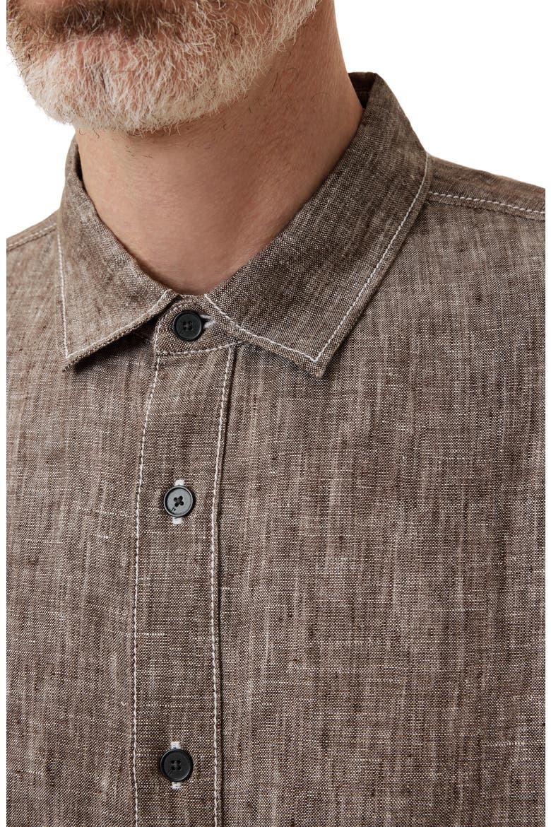 Ben Linen Button-Up Shirt, Alternate, color, EARTH BROWN