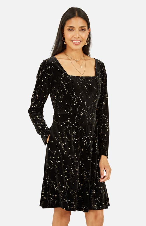 Yumi Star Foil Print Skater Dress In Multi