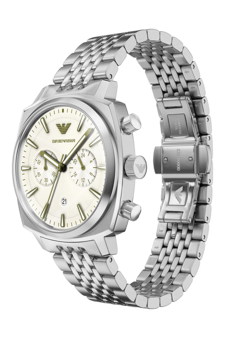 Chronograph Bracelet Watch, 40mm, Alternate, color, Silver/ Ivory/ Green