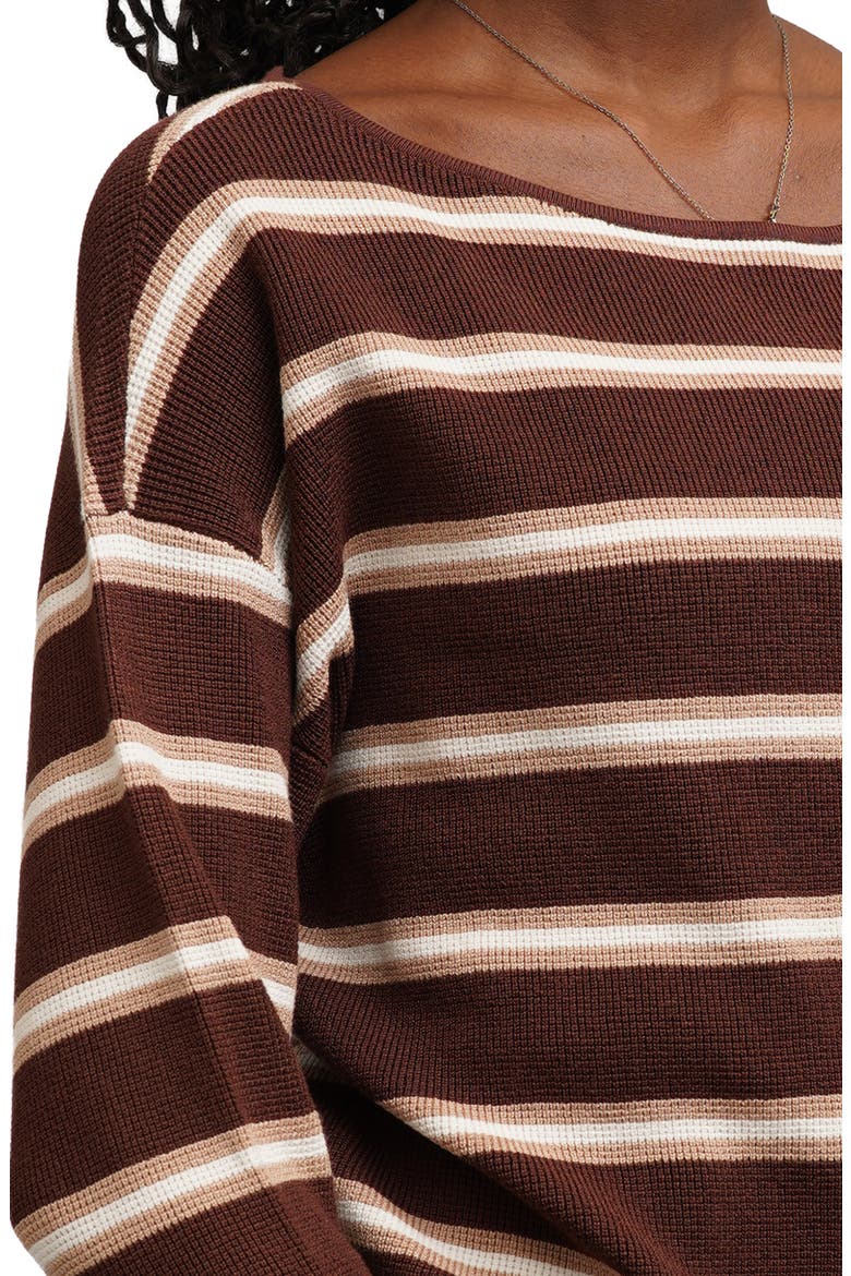 Striped Waffle Knit Sweater, Alternate, color, CAPPUCINO/ TOFFEE/ CREAM