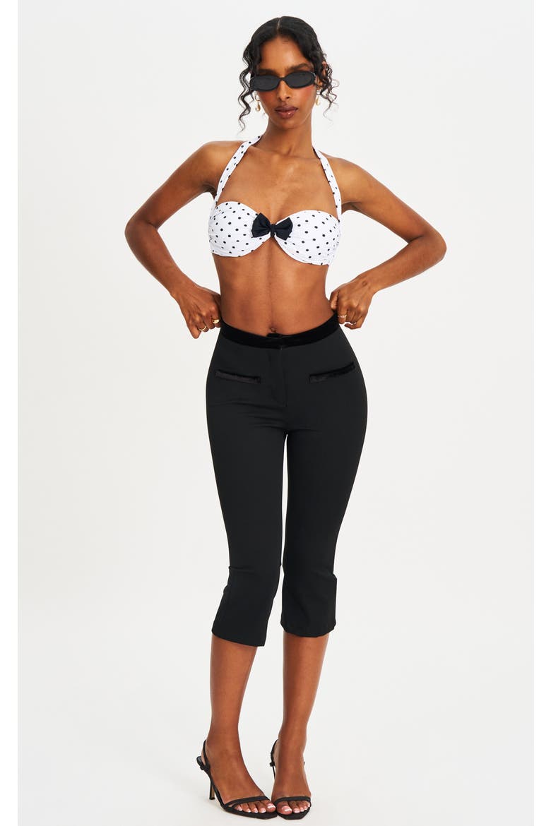 Olivea Polka Dot Bowtie Halter Bikini Top, Alternate, color, White
