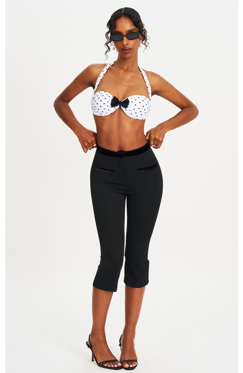 Miss Circle Olivea Polka Dot Bowtie Halter Bikini Top, Alternate, color, White