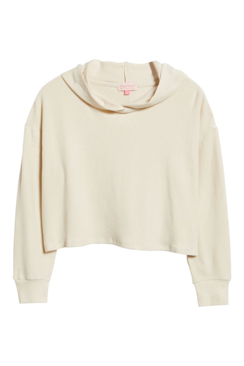 Buttercream Lily Lounge Crop Thermal Hoodie, Alternate, color, BUTTERCREAM