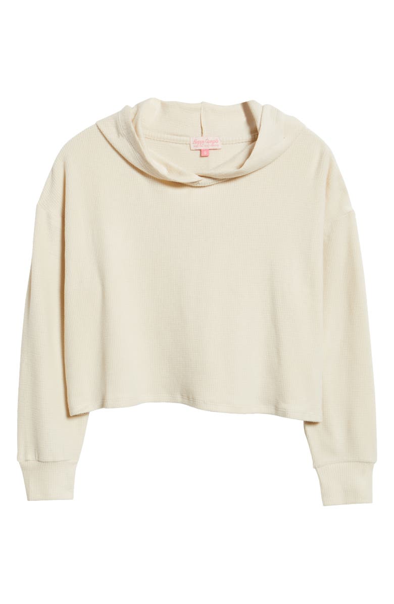 HAPPY CAMP3R Buttercream Lily Lounge Crop Thermal Hoodie, Alternate, color, Buttercream