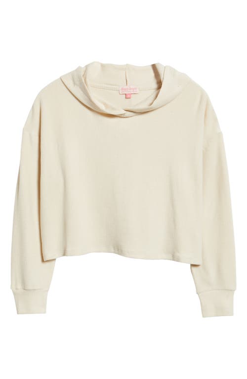 Happy Camp3r Buttercream Lily Lounge Crop Thermal Hoodie In White