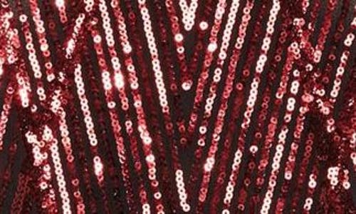 City Chic Veda Long Sleeve Sequin Minidress In Red