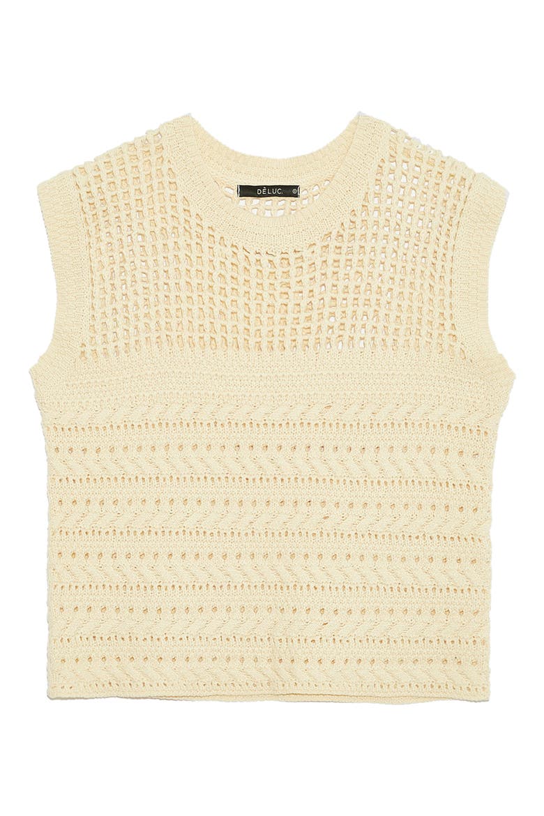 Paulo Open Stitch Cap Sleeve Sweater, Alternate, color, ECRU