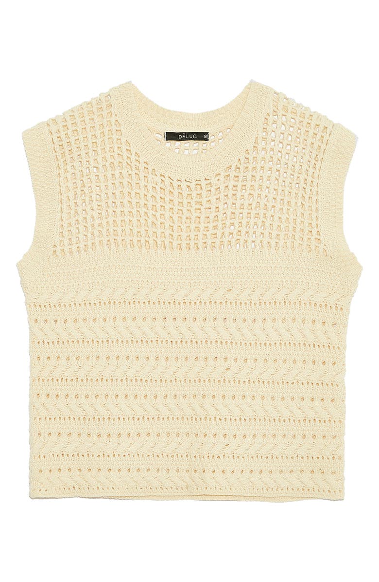 DELUC Paulo Open Stitch Cap Sleeve Sweater, Alternate, color, Ecru