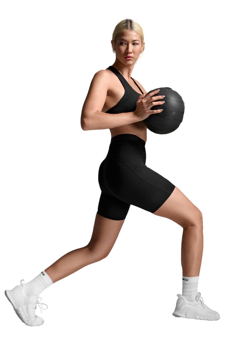 2XU Form Stash Hi-Rise Comp 6 Inch Shorts, Alternate, color, Black