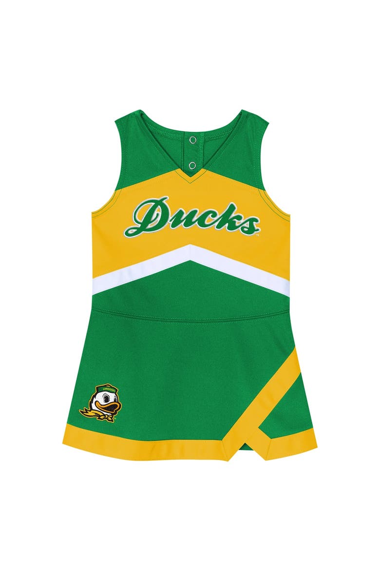 Girls Toddler Green Oregon Ducks Cheer Captain Dress with Bloomers, Alternate, color, Green