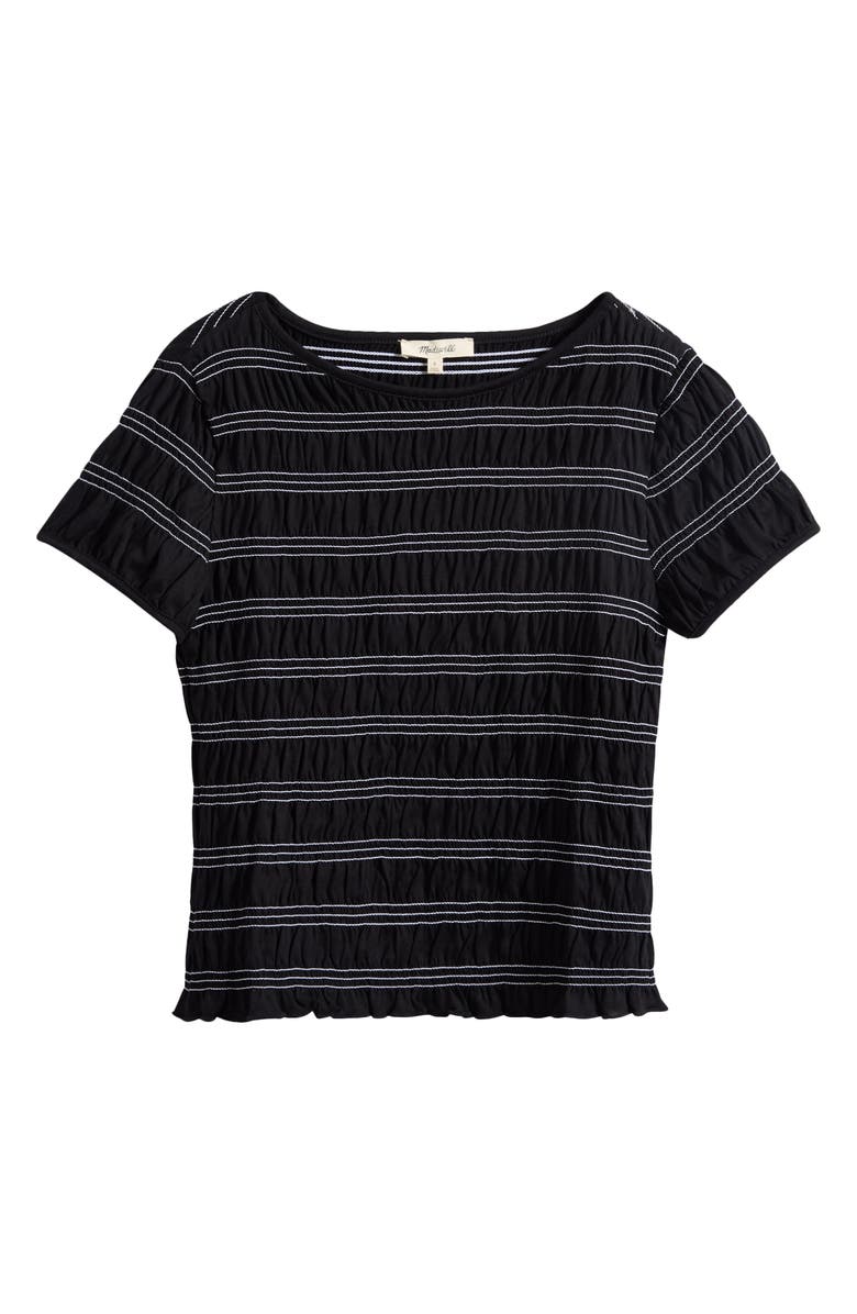 Madewell Smocked Short Sleeve Top, Alternate, color, Jet Black