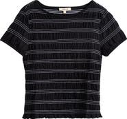 Madewell Smocked Short Sleeve Top