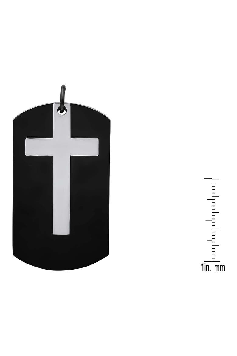 Men's Two-Tone Black Stainless Steel Cross Dog Tag Pendant, Alternate, color, BLACK