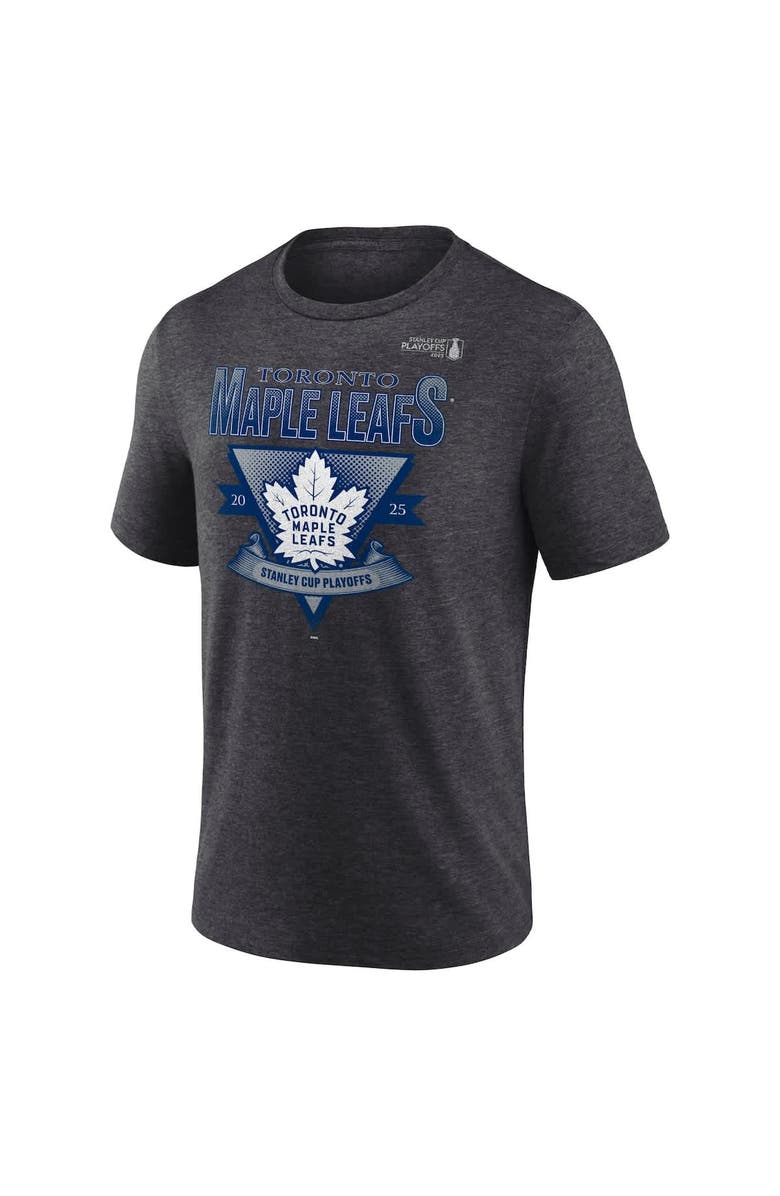 FANATICS Men's Fanatics Heather Charcoal Toronto Maple Leafs 2025 Stanley Cup Playoffs Crossbar Tri-Blend T-Shirt, Alternate, color, 