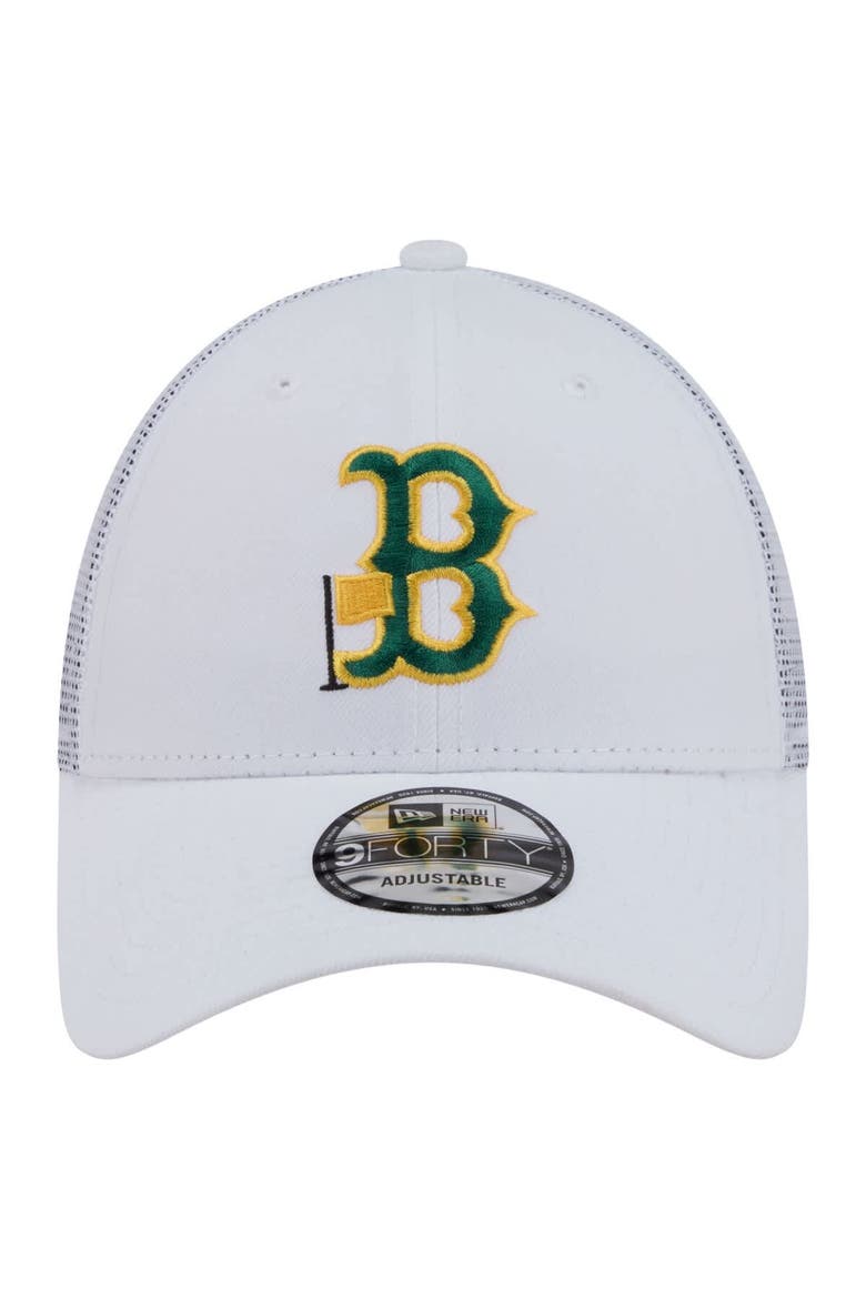 Men's New Era  White Boston Red Sox Flag 9FORTY Trucker Adjustable Hat, Alternate, color, White