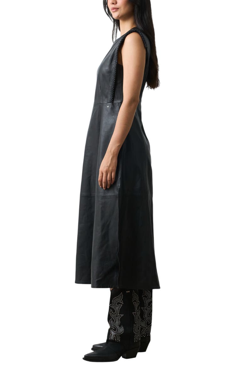 Velez Liora Semi Fitted Leather Dress, Alternate, color, Black