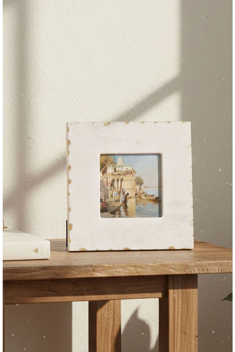 Claire Marble 4" x 4" Picture Frame, Alternate, color, WHITE