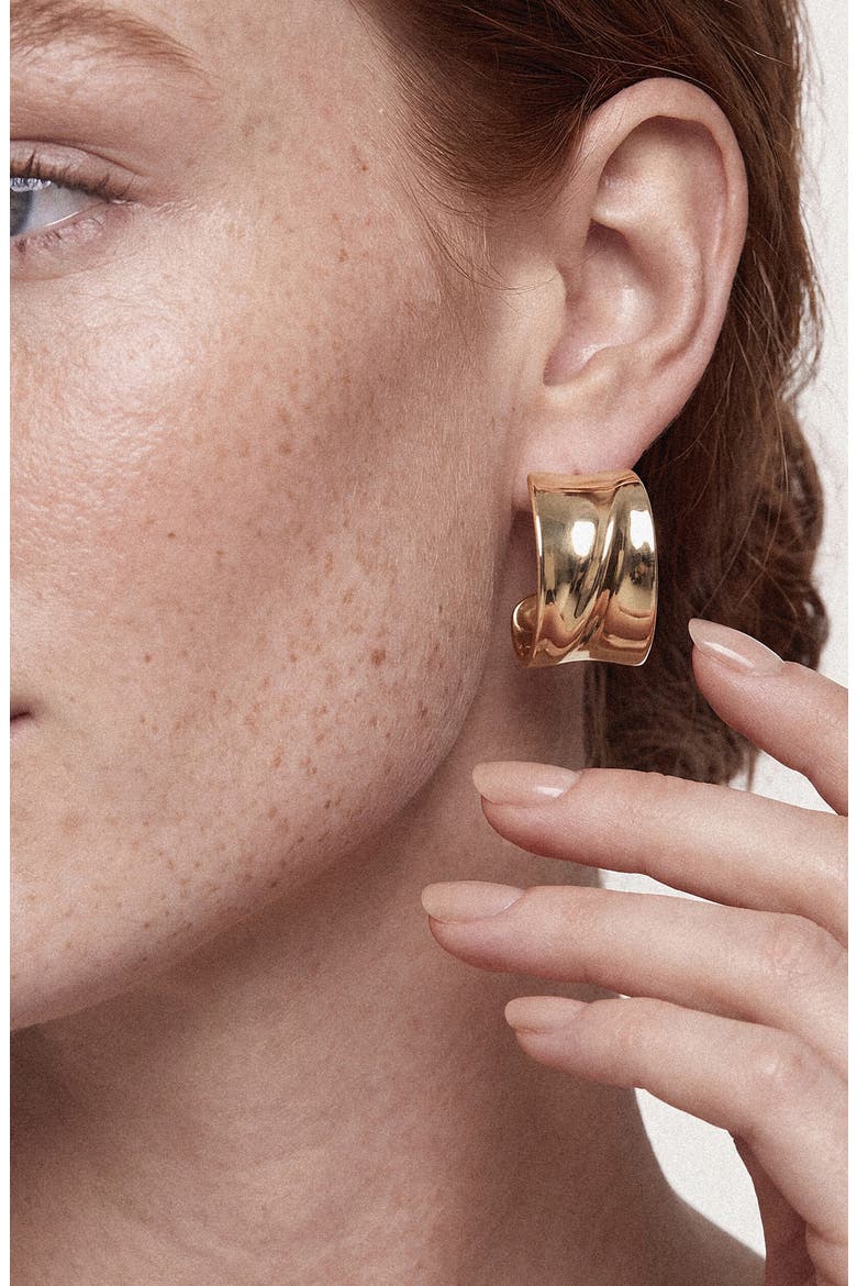 Sculptural Ribbed Earrings, Alternate, color, GOLD