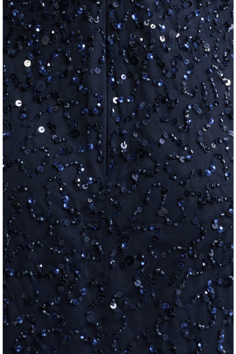 Beaded Sequin Gown with Bolero, Alternate, color, NAVY