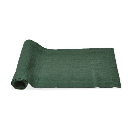 Tag Threads Slub Runner Dark Green Cotton Table Runner Machine Washable In Green