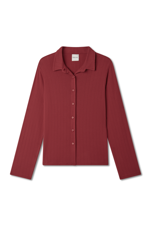 Vir Vita Eloise Pointelle Cardigan In Red