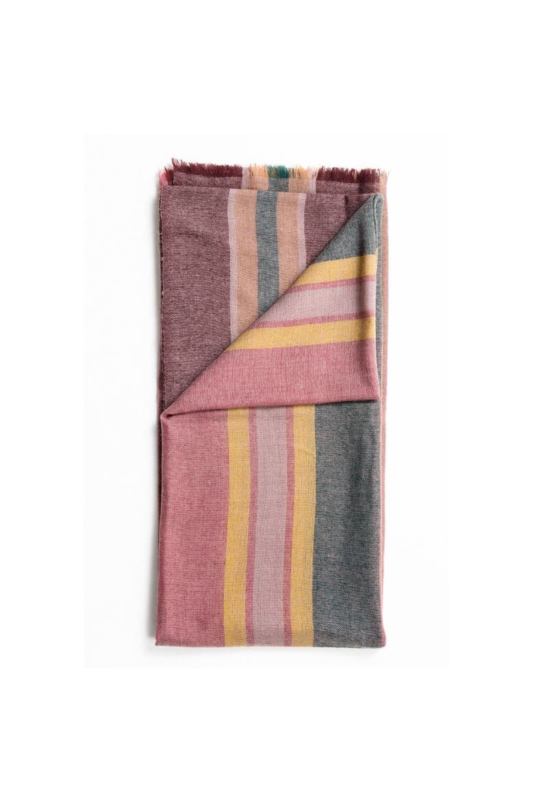 Barque Modern Artisan Striped Soft Merino Handwoven Scarf, Main, color, Clay