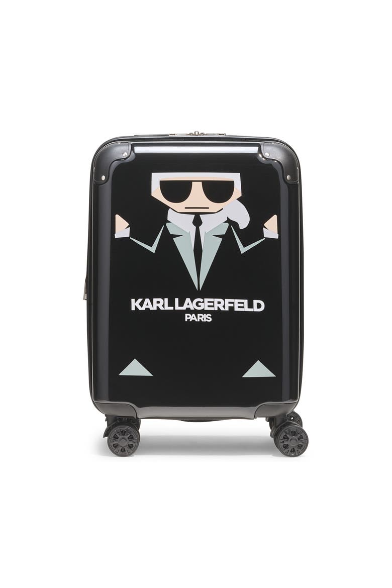 Karl In A Box 21" Carry On Upright Suitcase, Main, color, Black