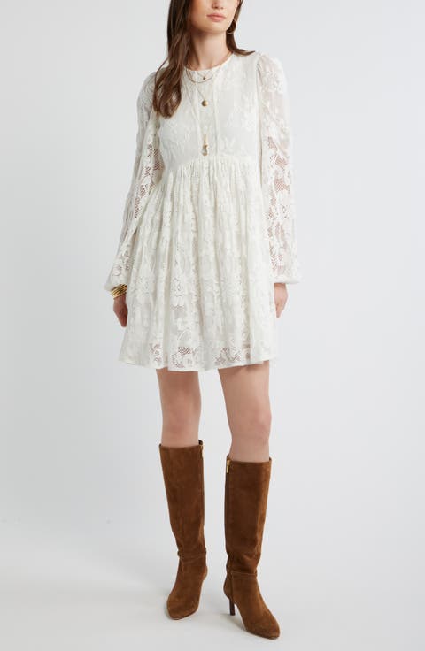 Long Sleeve Lace Babydoll Dress