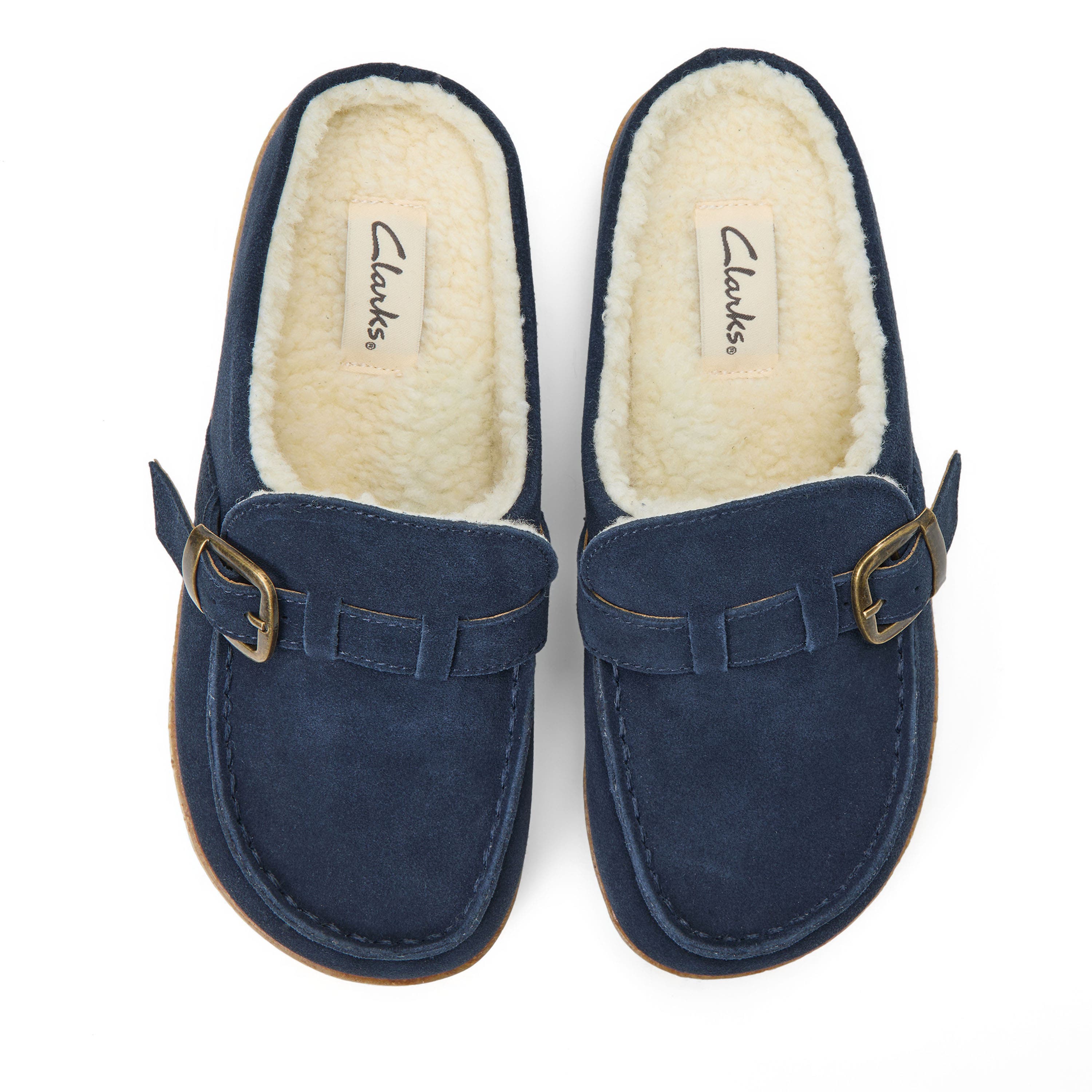 Clarks® Genuine Cow Suede Clog With Buckle Strap Slippers (Women ...