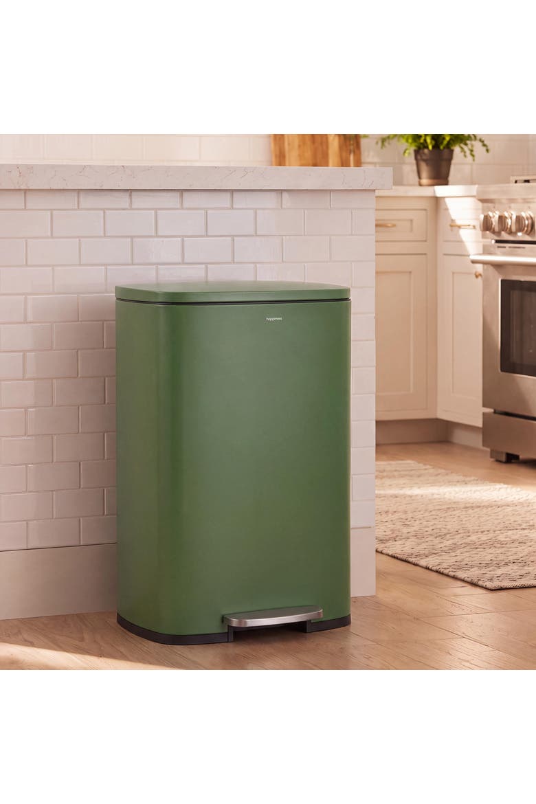 Connor Rectangular Trash Can with Soft-Close Lid and FREE Mini Trash Can, Alternate, color, Pine Green