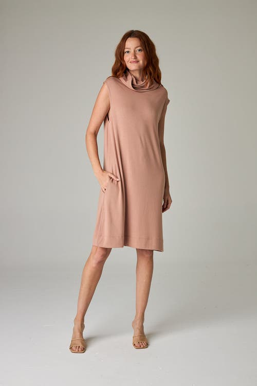 Eavolu Kakadu Eco-luxe Rib Sleeveless Funnel Neck Tunic/dress In Neutral