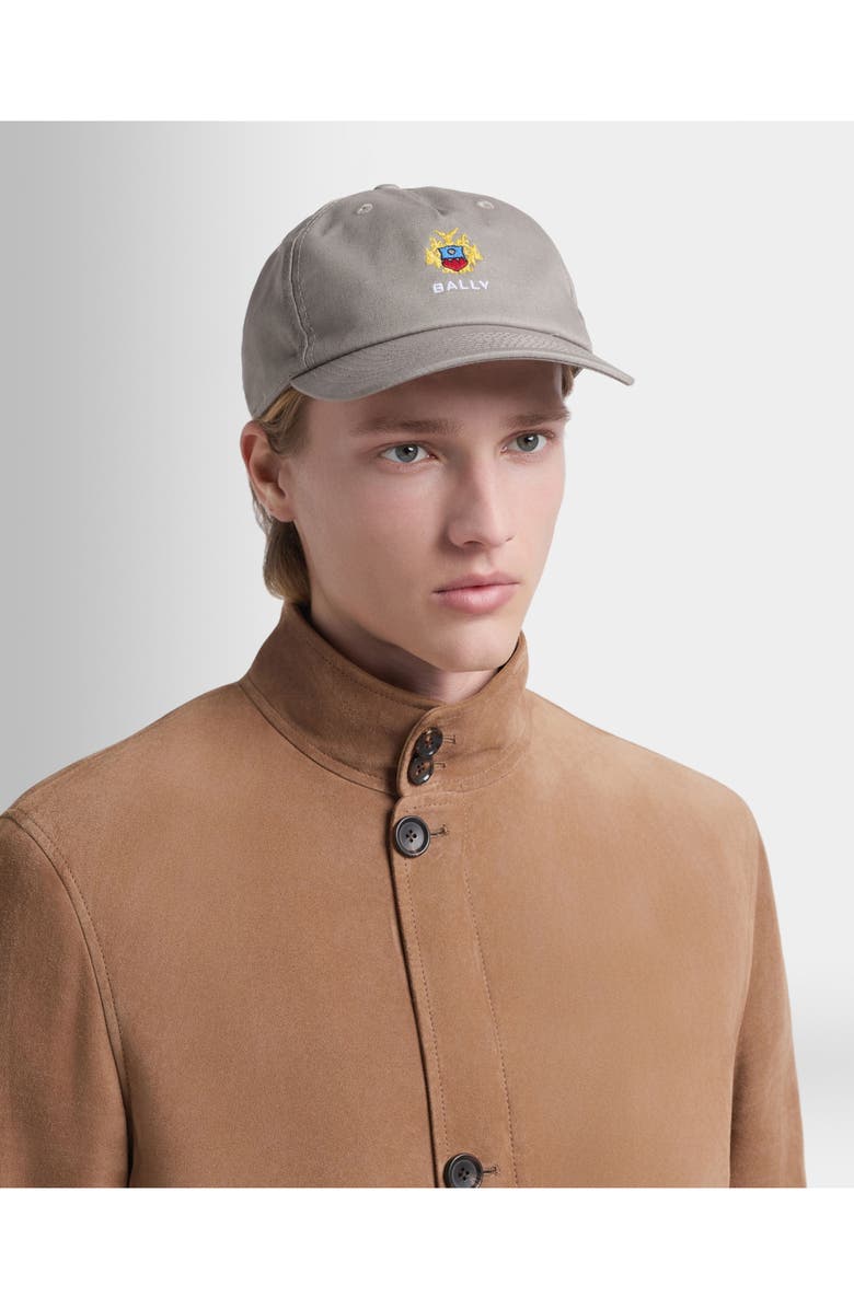 Bally Baseball Hat in Cotton With the Bally Crest, Alternate, color, Gray