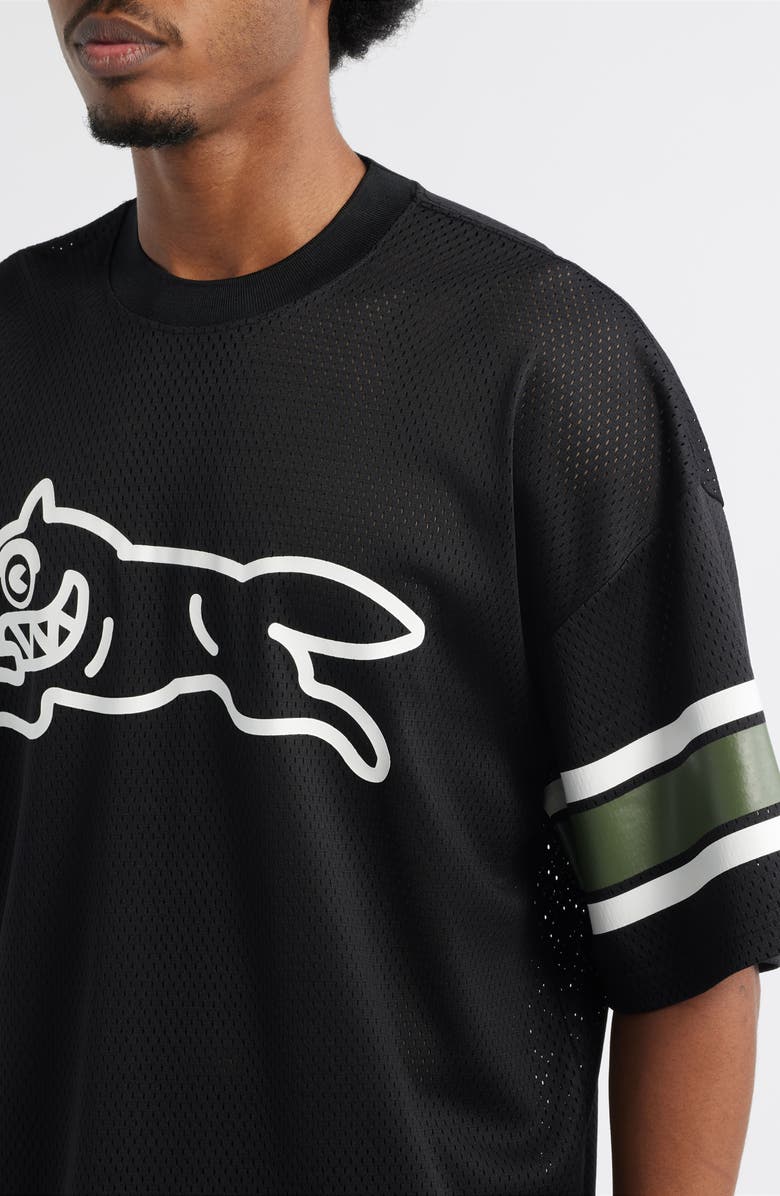ICECREAM Hike Oversize Running Dog Mesh Graphic T-Shirt, Alternate, color, Black