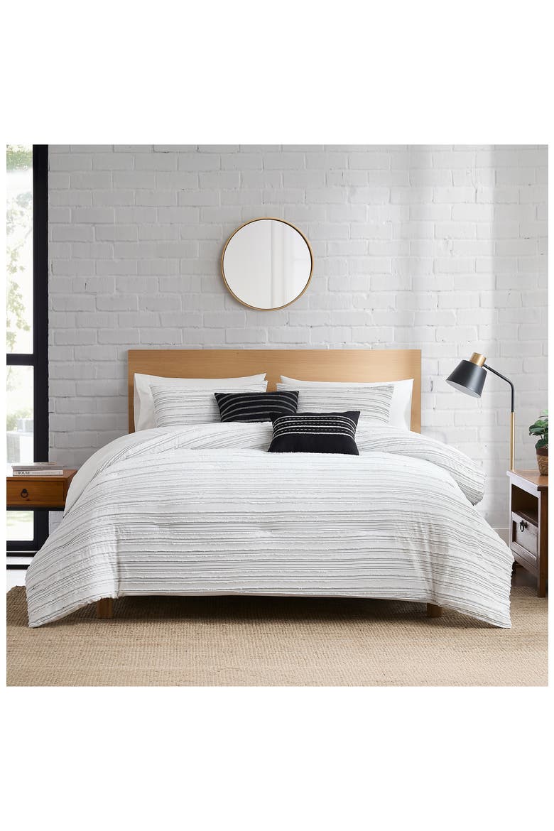 Dixie 5-Piece Comforter Set, Alternate, color, WHITE/ GRAPHITE STRIPES