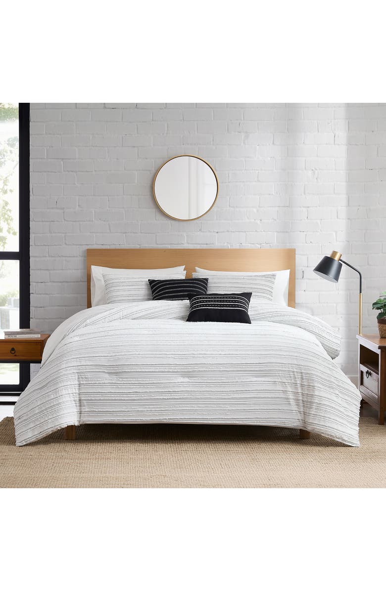 Modern Threads Dixie 5-Piece Comforter Set, Alternate, color, White/ Graphite Stripes