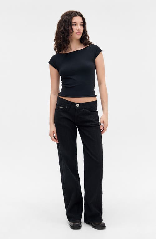 Bdg Urban Outfitters Kayla Low Rider Textured Wide Leg Jeans In Black