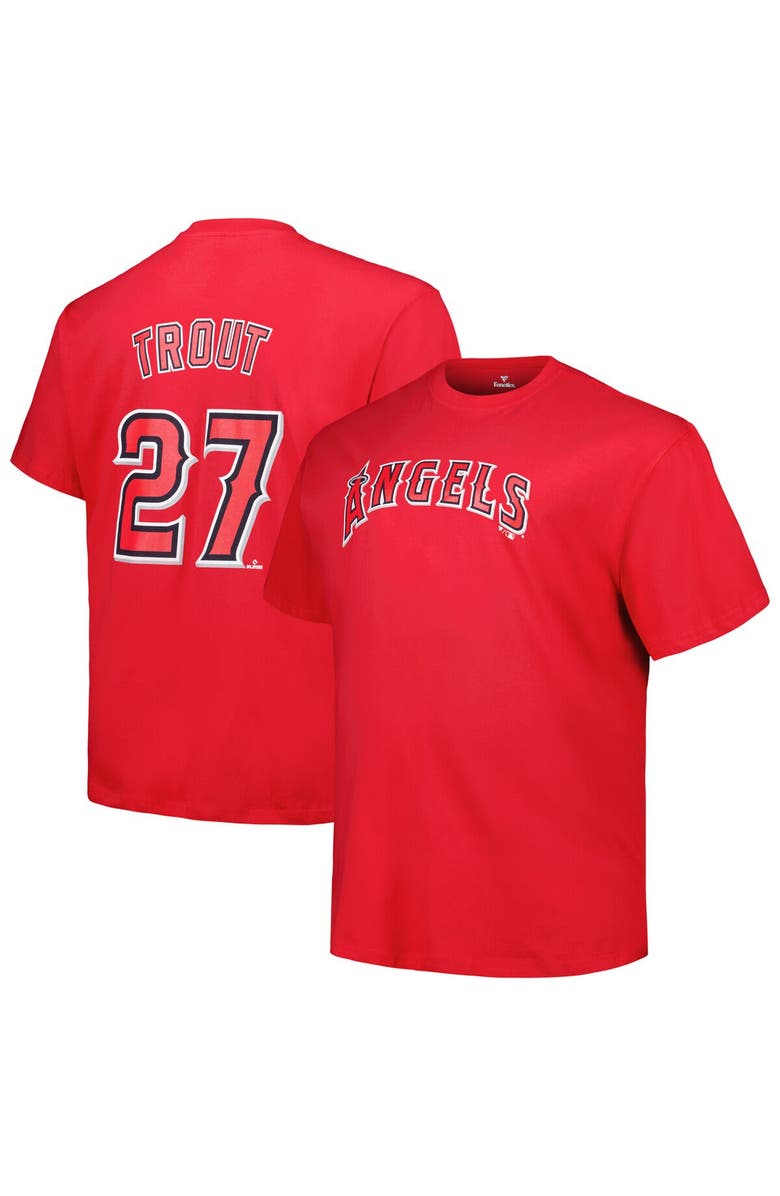 PROFILE Men's Mike Trout Red Los Angeles Angels Big & Tall Name & Number T-Shirt, Main, color, Red
