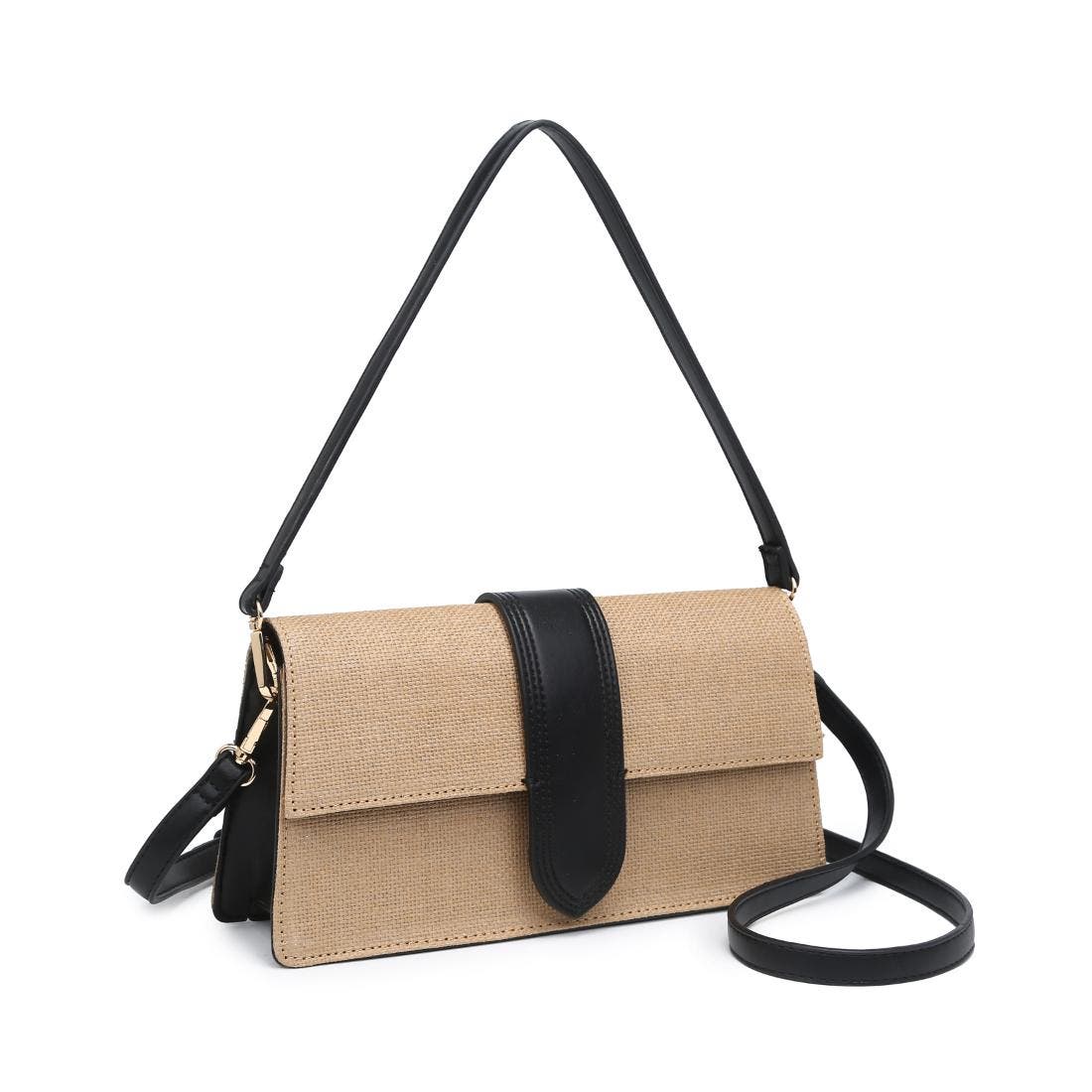 MODA LUXE Violet - Straw Crossbody, Alternate, color, Natural Black