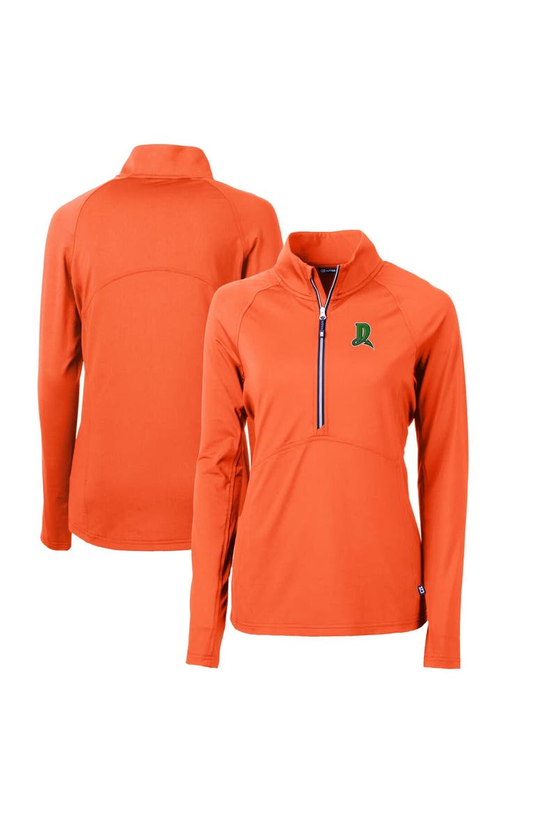 Women's Cutter & Buck Orange Dayton Dragons Adapt Eco Knit Stretch Recycled Half-Zip Top, Main, color, Orange