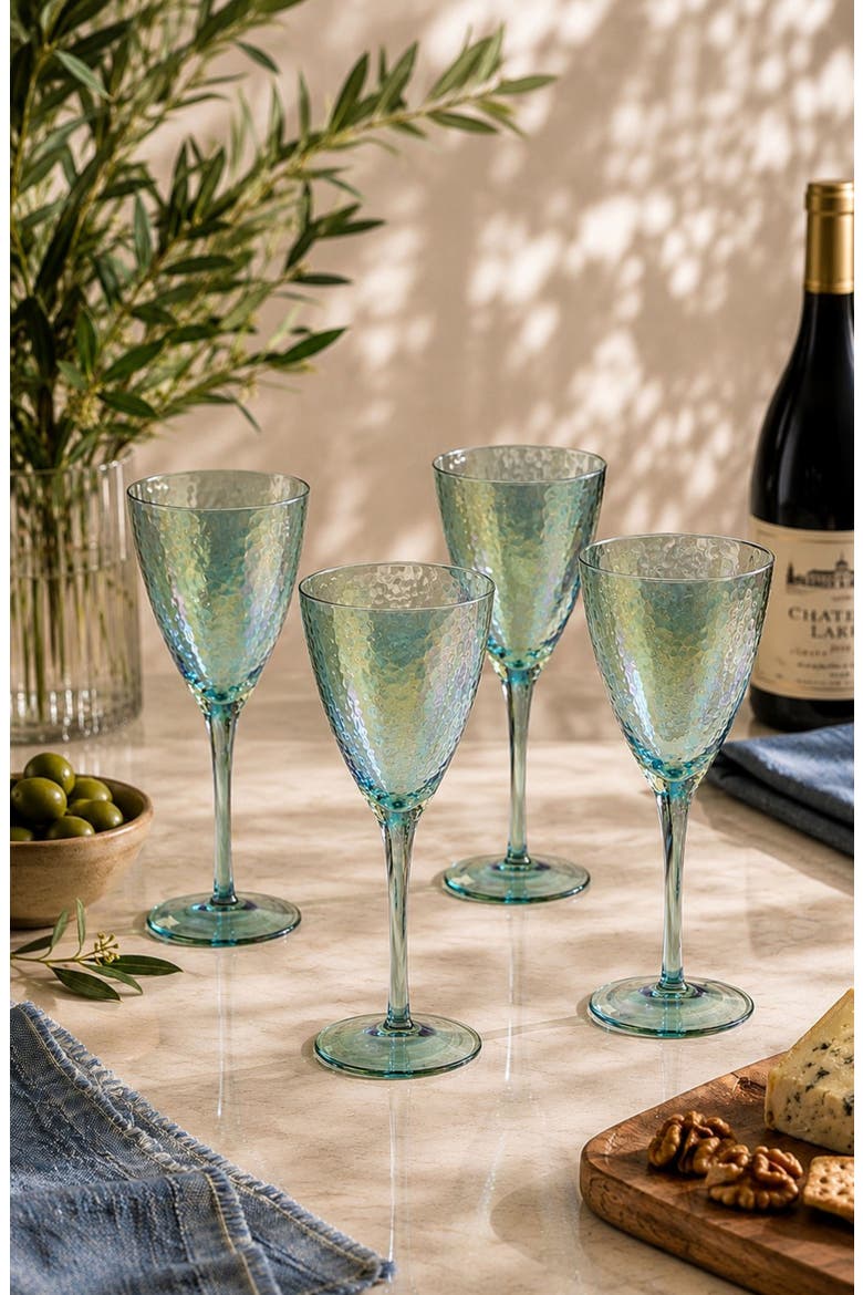 Set of 4 Aperitivo Red Wine Glasses, Alternate, color, BLUE
