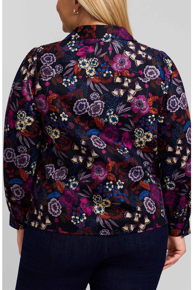 Alix Floral Puff Sleeve Cotton Sateen Top, Alternate, color, BLACK/ MULTI