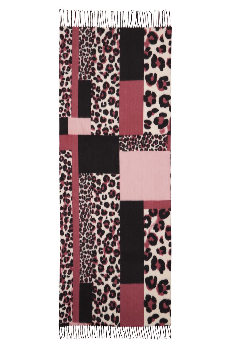 Tasha Leopard Print Patchwork Scarf, Alternate, color, BLUSH