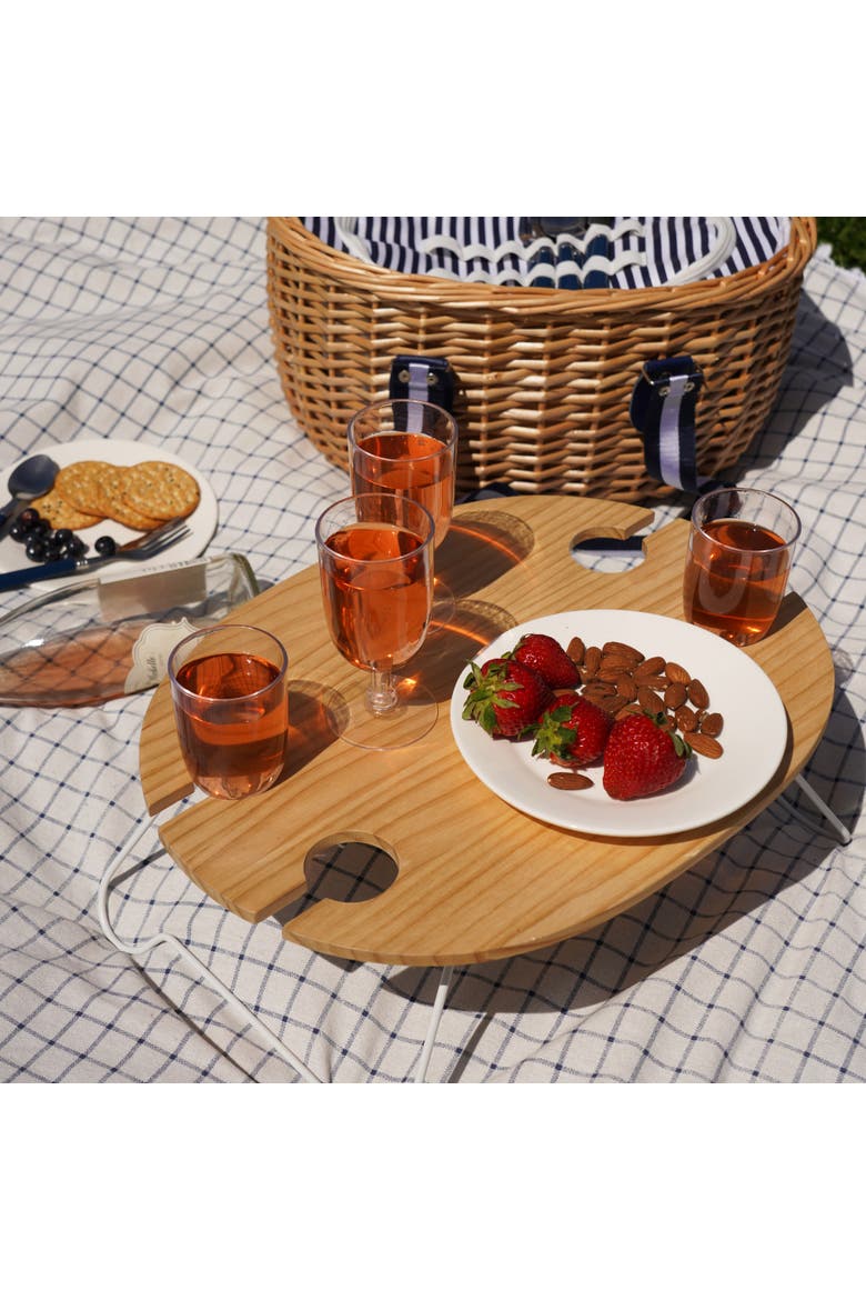 Central Park Willow Picnic Basket Set for Four, Alternate, color, Brown