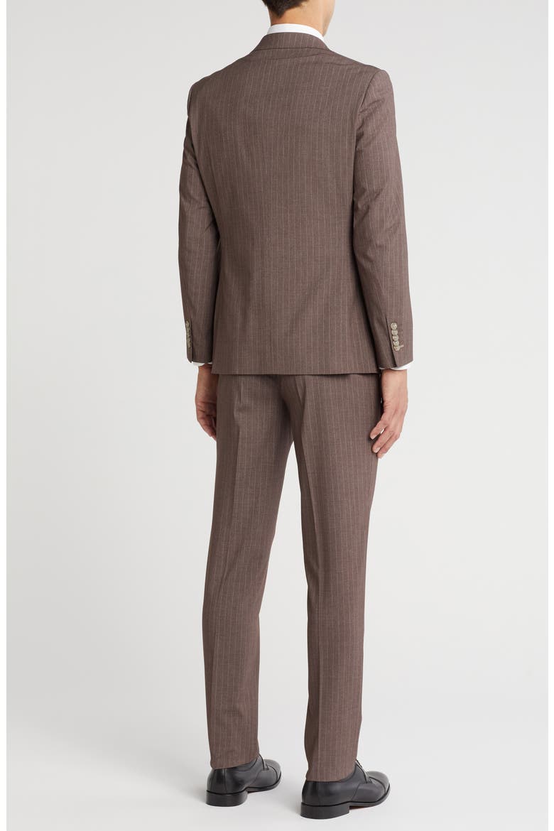 Two-Button Flat Front Suit, Alternate, color, BROWN