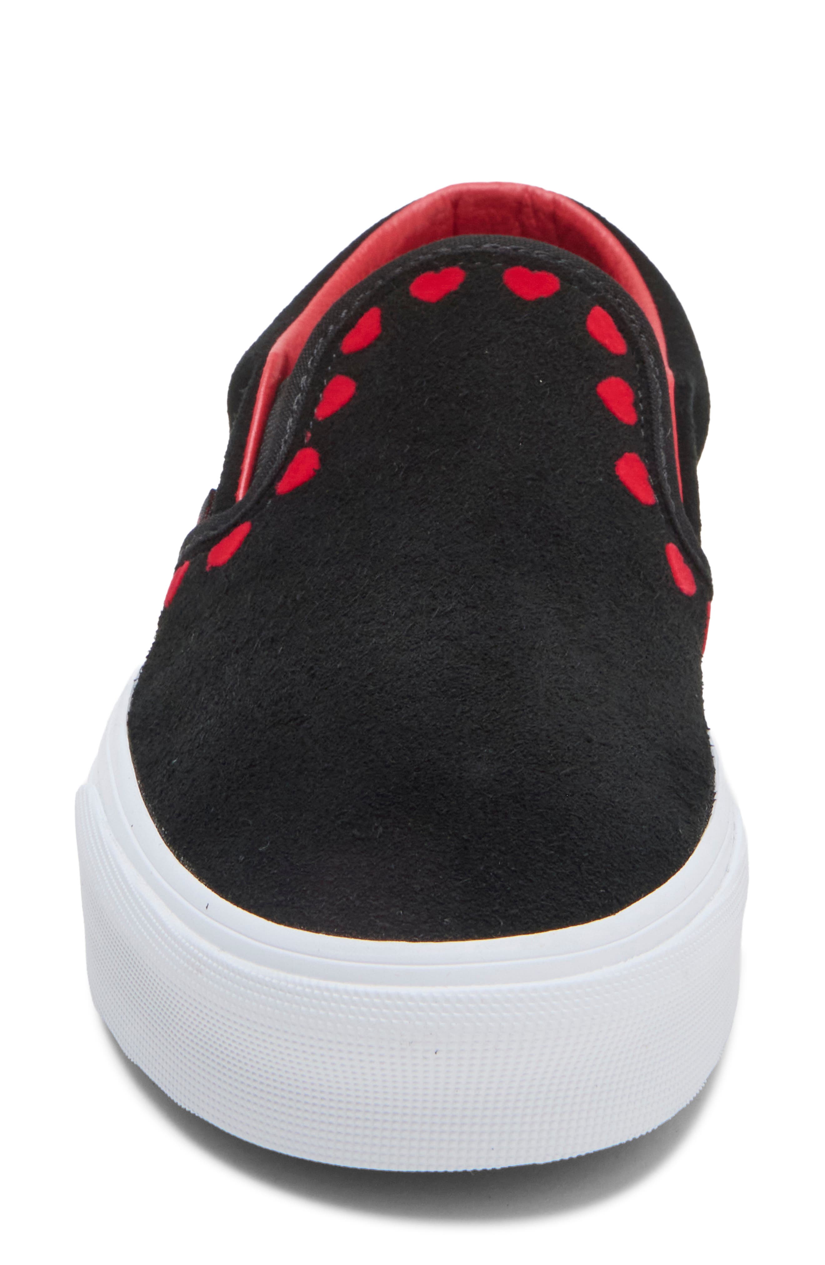 Classic Hearts Leather Slip-On Sneaker, Alternate, color, BLACK/RED