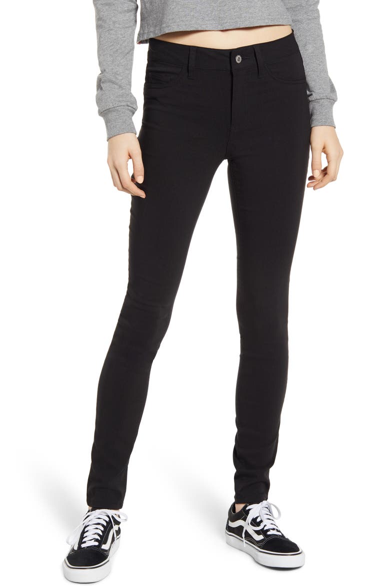 High Waist Stretch Pants, Main, color, BLACK