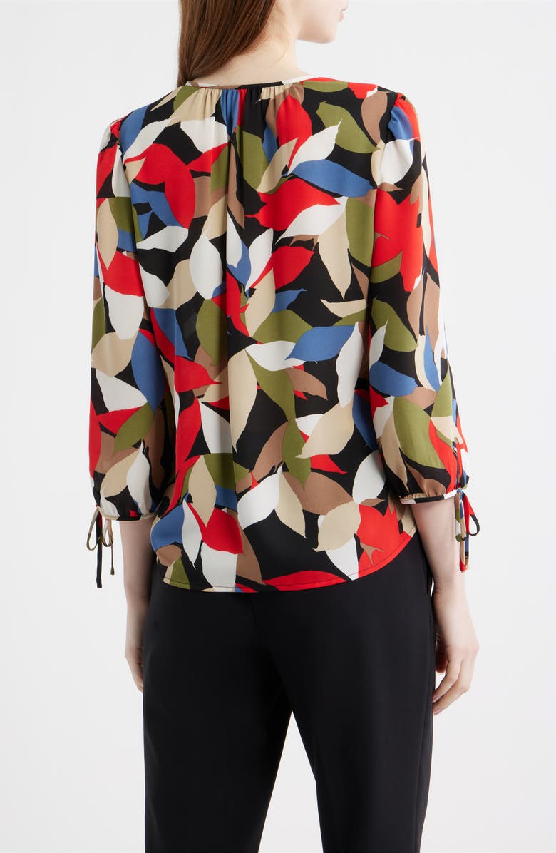 AK ANNE KLEIN V-Neck Woven Shirt, Alternate, color, Begonia Red Multi